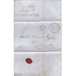 Cambs 1843 EL - from Cambridge to Ely with fine double ring cancels for both, M/S, one in red on