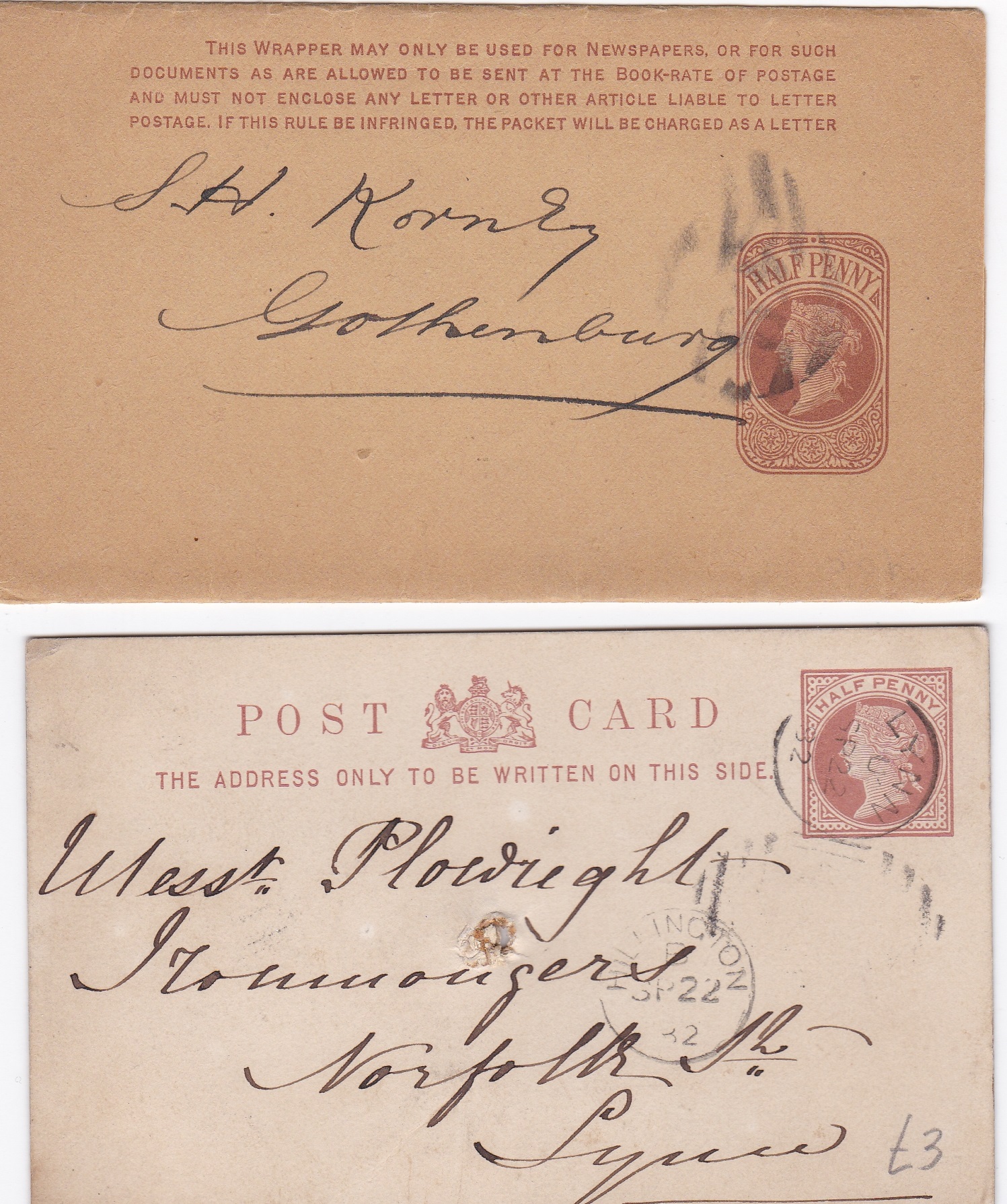 Great Britain 1892 - Commercial competition piece posted to Japan cancelled 16.2.1892 London S.E