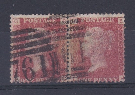 Great Britain 1864-Defintive SG43 used pair 1d plate 101