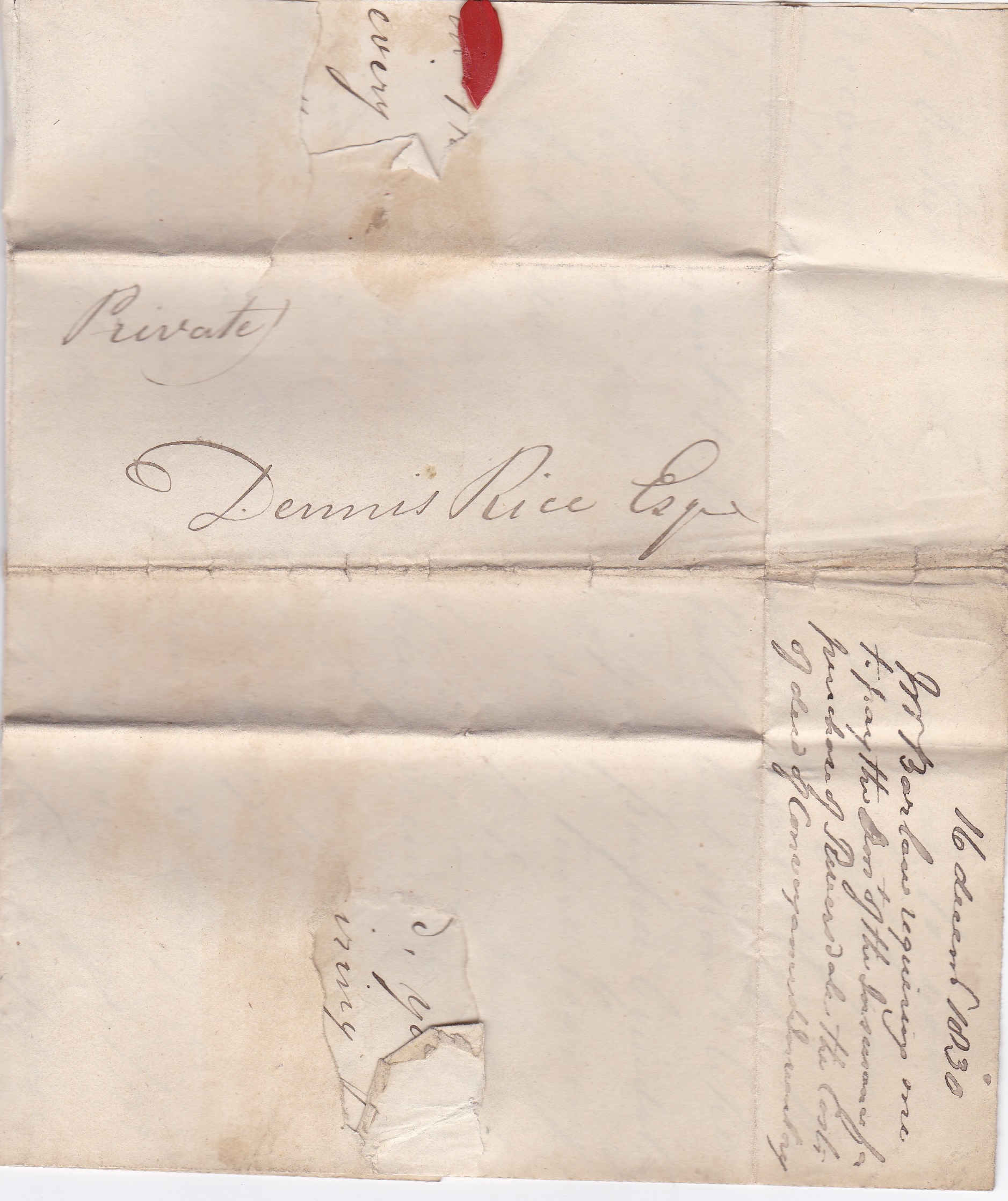 Great Britain 1840 Postal History - folded letter dated 16th Dec 1830 Dublin. No address and