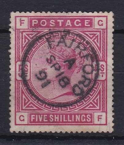 Great Britain 1883-84-5/- Crimson-SG181-very fine used 'Fairford' cds. superb-cat value £250