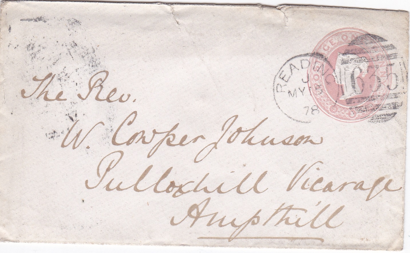 Great Britain 1878-Prepaid Michel 49A envelope posted to Ampthill cancelled Reading 15.5.78 with