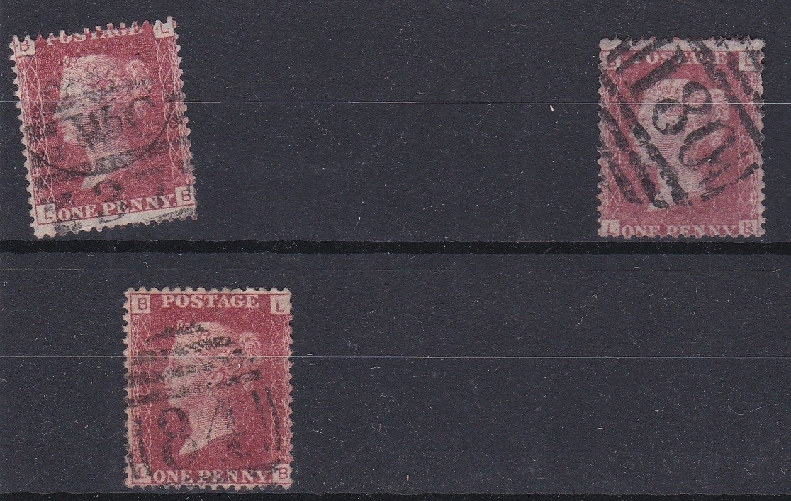Great Britain 1864-Definitive SG44 used 1d plate 155-SG44 used 1d plate 124-SG44 used 1d plate