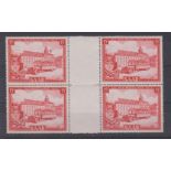 Germany-Saar-French Occupation 1954-stamp day-SG346 15f scarlet u/m block of (4) centre fold along