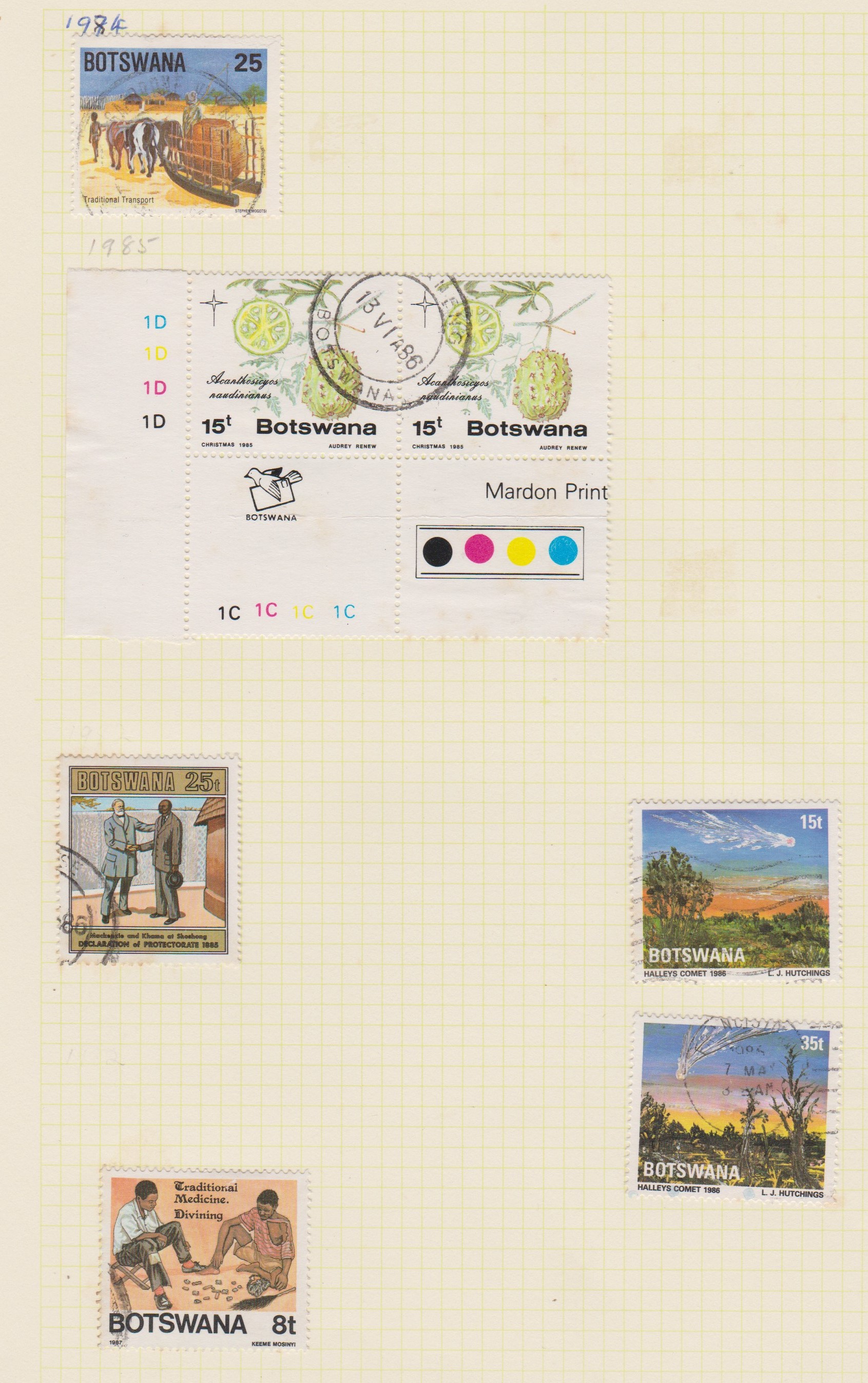 Botswana 1978-1987 group of 19 used stamps on 2 pages. Strength in 1982 Birds issue - Image 2 of 2