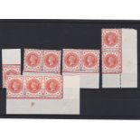 Great Britain 1887-92 SG197 1/2d vermillion u/m single, (3x) pairs and corner strip of (3) with