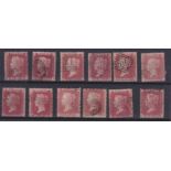 Great Britain 1864-79-SG44 used lake-red 1d x12-No plate numbers