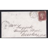 Great Britain 1877-Black edged mourning envelope posted to Beccles cancelled 1.7.1877 Framlingham on