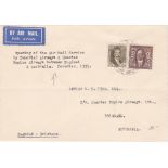 Iraq 1934- Envelope posted airmail to Brisbane on the First Qauntas Empire Airways airmail service
