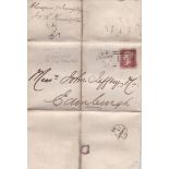 Great Britain 1869-Folded letter posted to Edinburgh cancelled 7.1.1869 with Glasgow cds. and 159