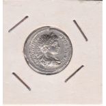 Roman - Caracalla A.D. 198-217 Silver denarius, reverse: SAL.GEN.HUM Salus stg left holding sceptre,