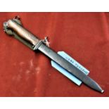 Krag Jorgensen M/1894 bayonet, various stamps to base of parkerized blade and service number on