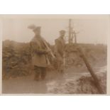 British WWI Press Photograph C.1135. "Clearing the Mud away on the Somme". This image depicts two