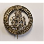 British WWI Silver War Badge No. 378646, these were issued in the United Kingdom and the British