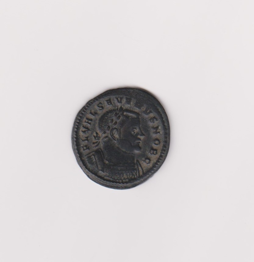 Roman - Severus II A.D. 306-307 Billon Follis, Rev: GENIO POPULI ROMANI, Genius standing left SF