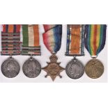 British Boer War to WWI group of five medals with Queen's South Africa with six clasps (including
