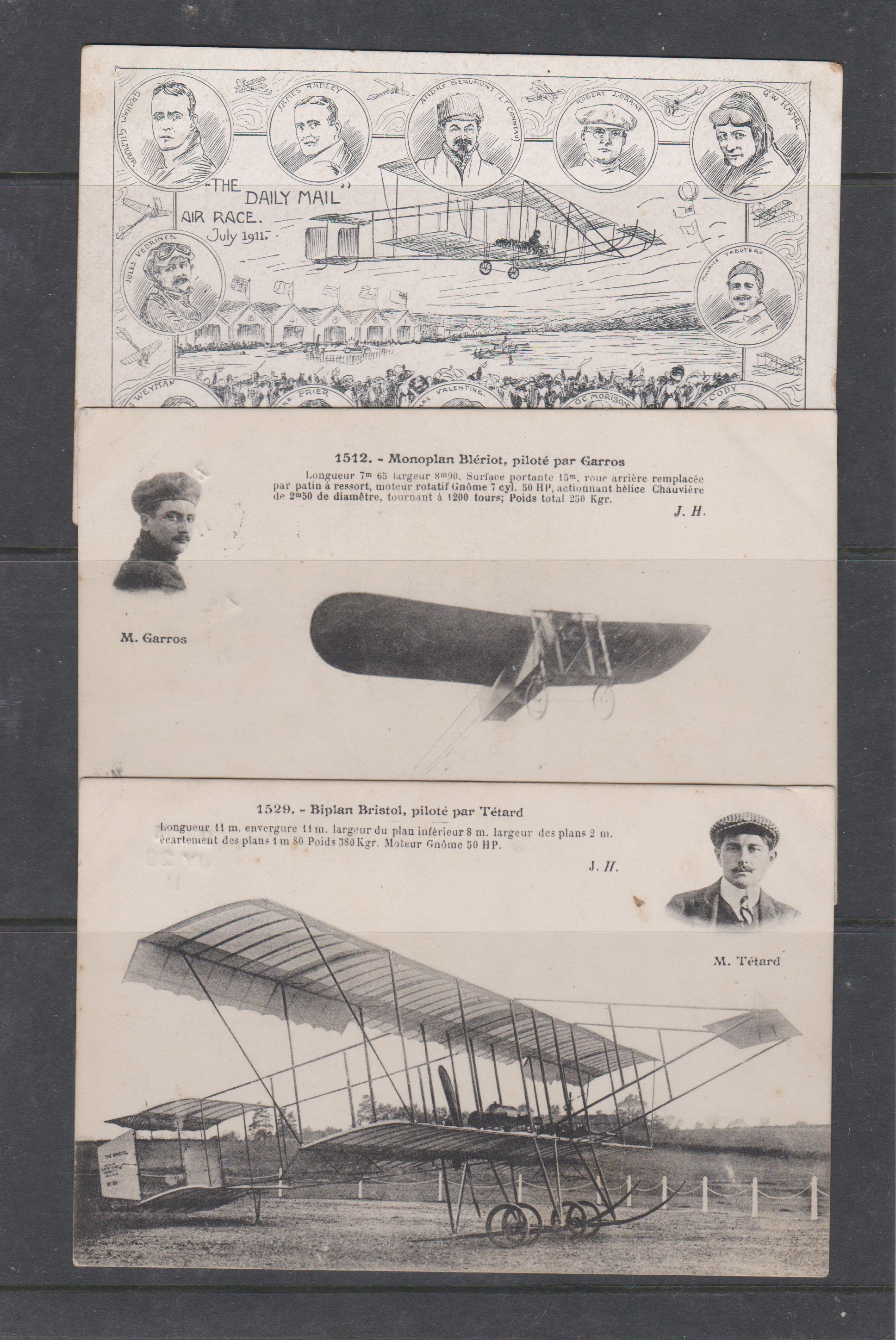 Aviation History 1911-very interesting group of (3) postcards related to the Daily Mail Air Race (1)