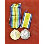 British WWI British War Medal and Victory Medal Pair to: M-285017 PTE. H.T. Vaughan. A.S.C. (