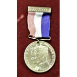 George VI Coronation medallion 1937, made for the Borough of Bridlington in white metal with ribbon.