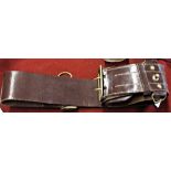 British Military Sam Browne Belt, leather in good condition with brass fittings missing the cross