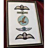 British WWII framed RAF pair of Pilots Wings (2) and American Army Air Forces/Civilian Pilot