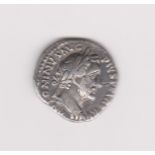 Roman - Antoninus Pius A.D. 138-192 Silver denarius, rev: COSIIII Antoninus standing left holding