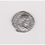 Roman - Geta A.D. 209-211 Silver denarius, rev: PROVID DEORUM, Providentia standing left. RCV