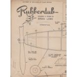 1954-Aeromodeller plans service-build plan for rubber band powered models - "Rubberdub" on one