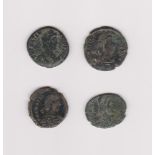 Roman - Gratian A.D. 367-383. A group of (4) bronze maiorina rev: REPATRIO REI PVB Gration raising a