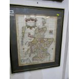 EARLY MAP, Robert Morden hand coloured map of Scotland, circa 1710, 17" x 13.5"