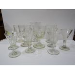 ANTIQUE GLASSWARE, collection of 11 Georgian and Victorian glasses including 3 petal mounted rummers