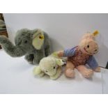 STEIFF - Elephant, Lamb and pink Hippo soft toys