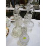 DECANTERS, Georgian triple banded cut glass decanter, also Victorian cut glass ewer and 3 other