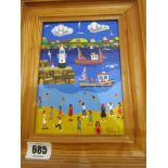 BRIAN POLLARD, signed oil on board "Beach and Boats", 26.5" x 4.5"