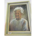 NANCY BAILEY, signed oil on board "Portrait of Lady in Blue Blouse", 13" x 9"