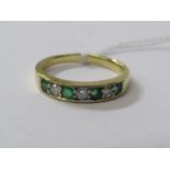 18ct YELLOW GOLD EMERALD & DIAMOND HALF ETERNITY STYLE RING, 4 well matched emeralds each