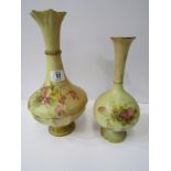 ROYAL WORCESTER PEACH GROUND, floral decorated gilt fluted base 10.5" vase, pattern no 1538; also