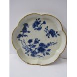 ORIENTAL CERAMICS, Chinese underglaze blue lobed edge tea pot stand decorated with blossoming