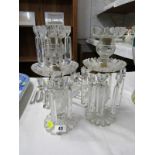 ANTIQUE GLASSWARE, pair of early 19th Century cut glass drop lustre candlesticks (requires