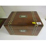 VICTORIAN VANITY BOX, mother of pearl inlaid rosewood vanity box with fitted interiors, 12" width