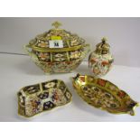 19th CENTURY CROWN DERBY "Japan" pattern lidded sucrier; together with Royal Crown Derby similar