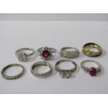 SELECTION OF STONE SET SILVER RINGS, 8 in total, various designs and sizes