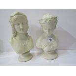 PARIAN, Copeland Crystal Palace Art Union bust of Enid, 11" height; and 1 similar (both damaged)