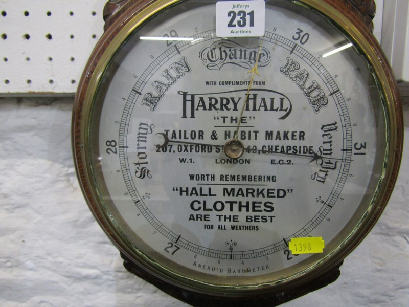 ADVERTISING, Edwardian oak cased aneroid barometer, "Harry Hall, Tailor and Habit maker, Oxford - Image 3 of 4