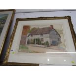 RALPH TODD, watercolour "Old Cornish Thatched Cottage", together with letter of authenticity from