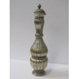 SILVER PEPPER GRINDER, large silver pepper mill with foliate and fluted decoration, inside of the