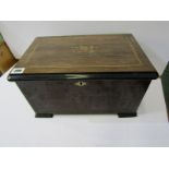 ANTIQUE MUSIC BOX, rosewood floral marquetry cased 3-bell strike 8 air musical box, cylinder width