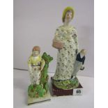 EARLY STAFFORDSHIRE POTTERY, Pratt-style square base figure group Mother and Child, 9"; together