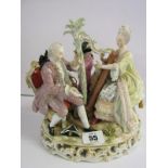 19th CENTURY CONTINENTAL PORCELAIN FIGURE GROUP, "The Recital", crossed blue swords base mark (