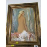 COWAN DOBSON, signed watercolour sketch "Portrait of Nude Young Lady", 14" x 10"